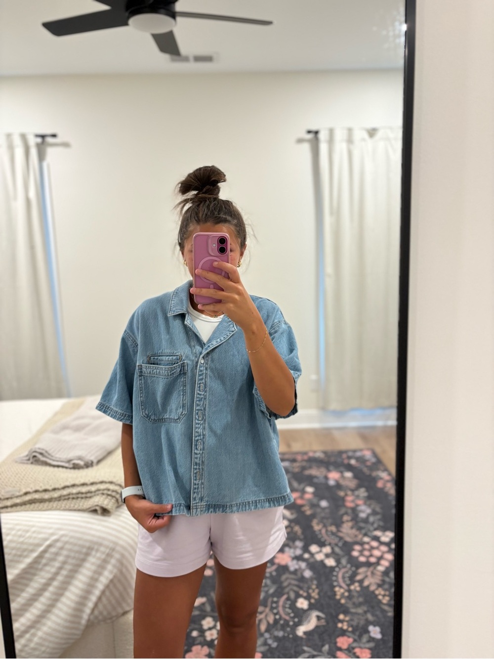 Universal Thread Light Blue Short-Sleeve Denim Shirt